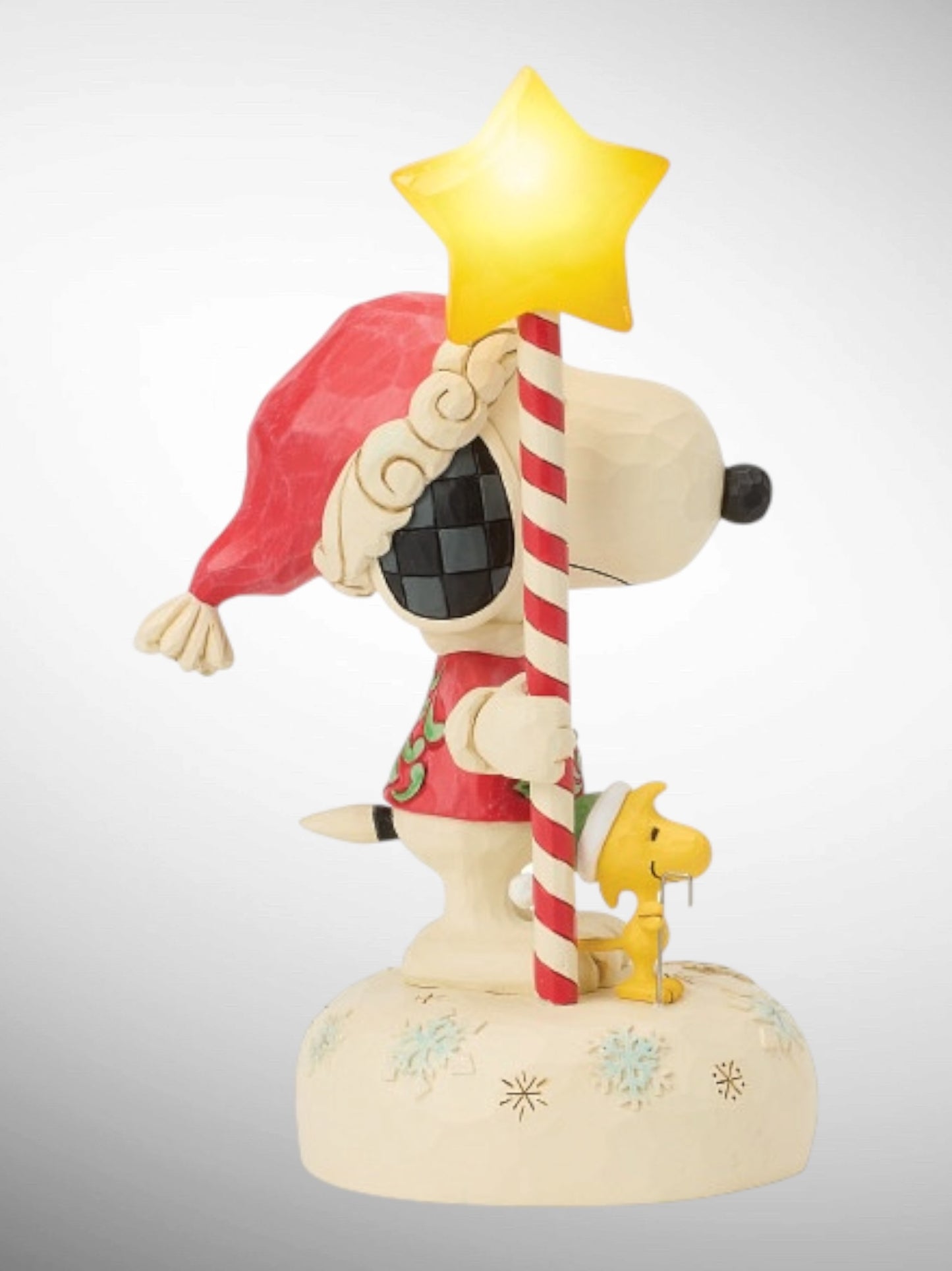 Jim Shore Peanuts - Star Light, Star Bright Snoopy Woodstock Light Up Star Staff Figurine - PREORDER