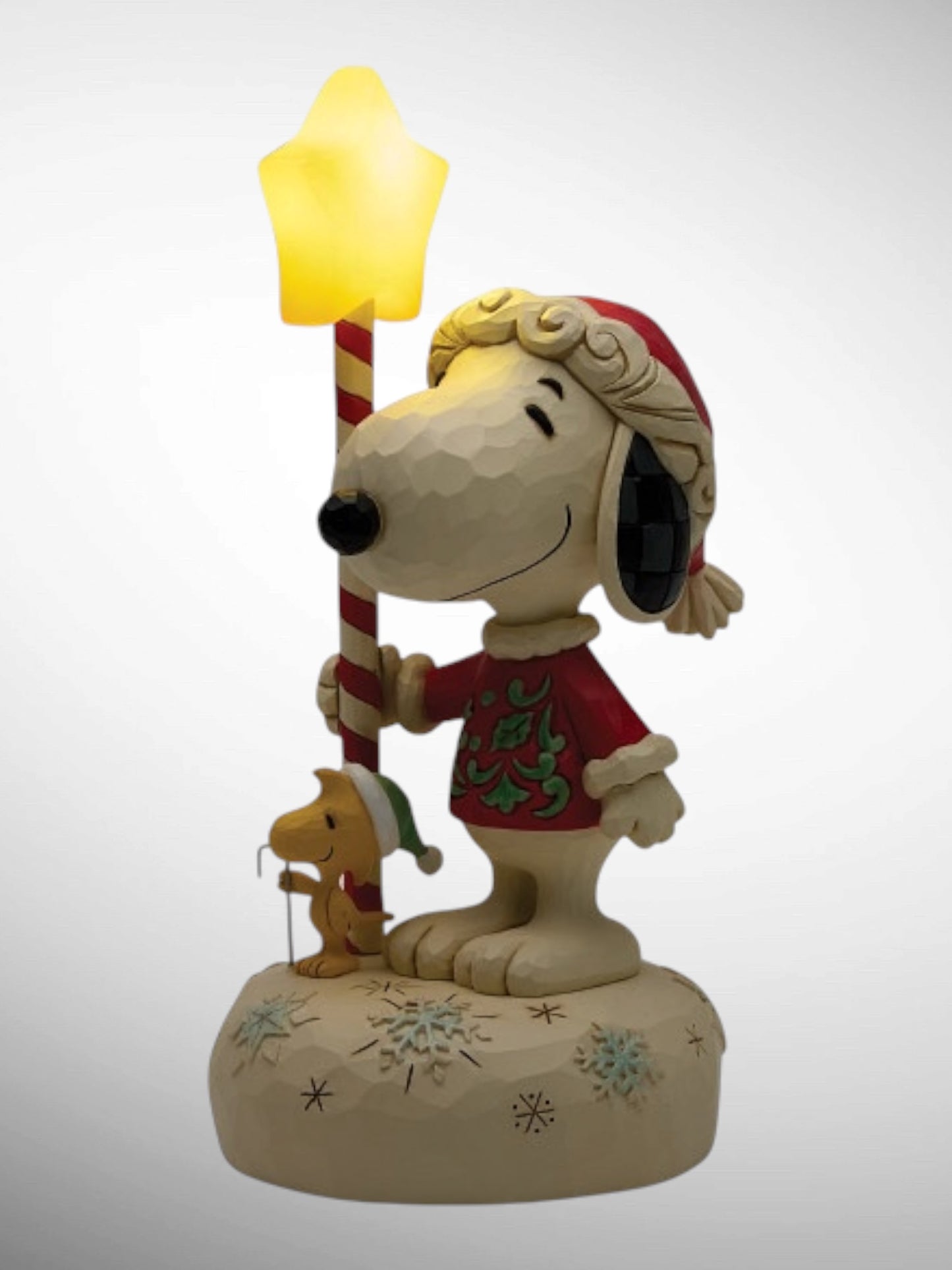 Jim Shore Peanuts - Star Light, Star Bright Snoopy Woodstock Light Up Star Staff Figurine - PREORDER