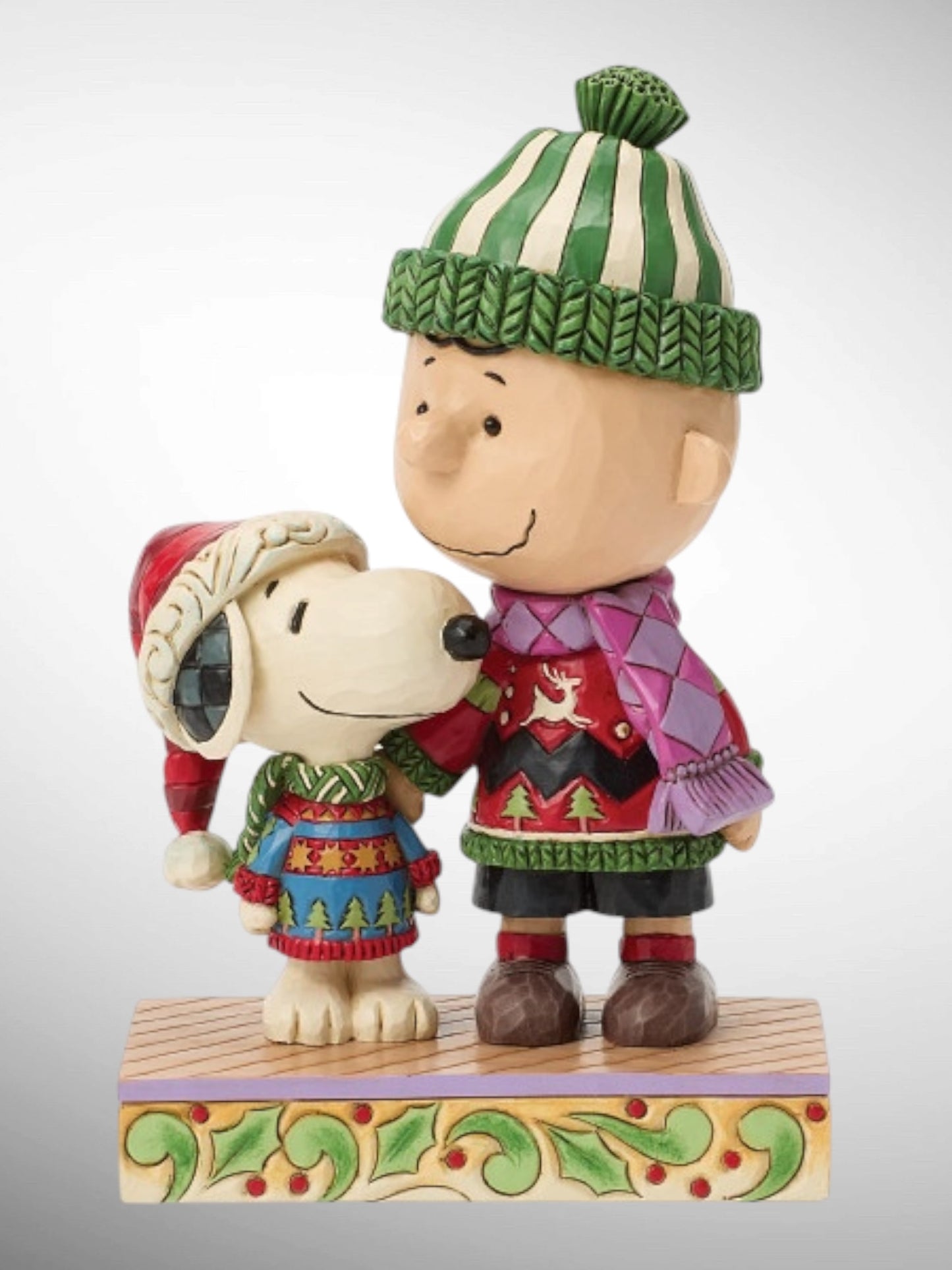 Jim Shore Peanuts - Cozy Christmas Pals Snoopy Charlie Brown Sweaters Figurine - PREORDER