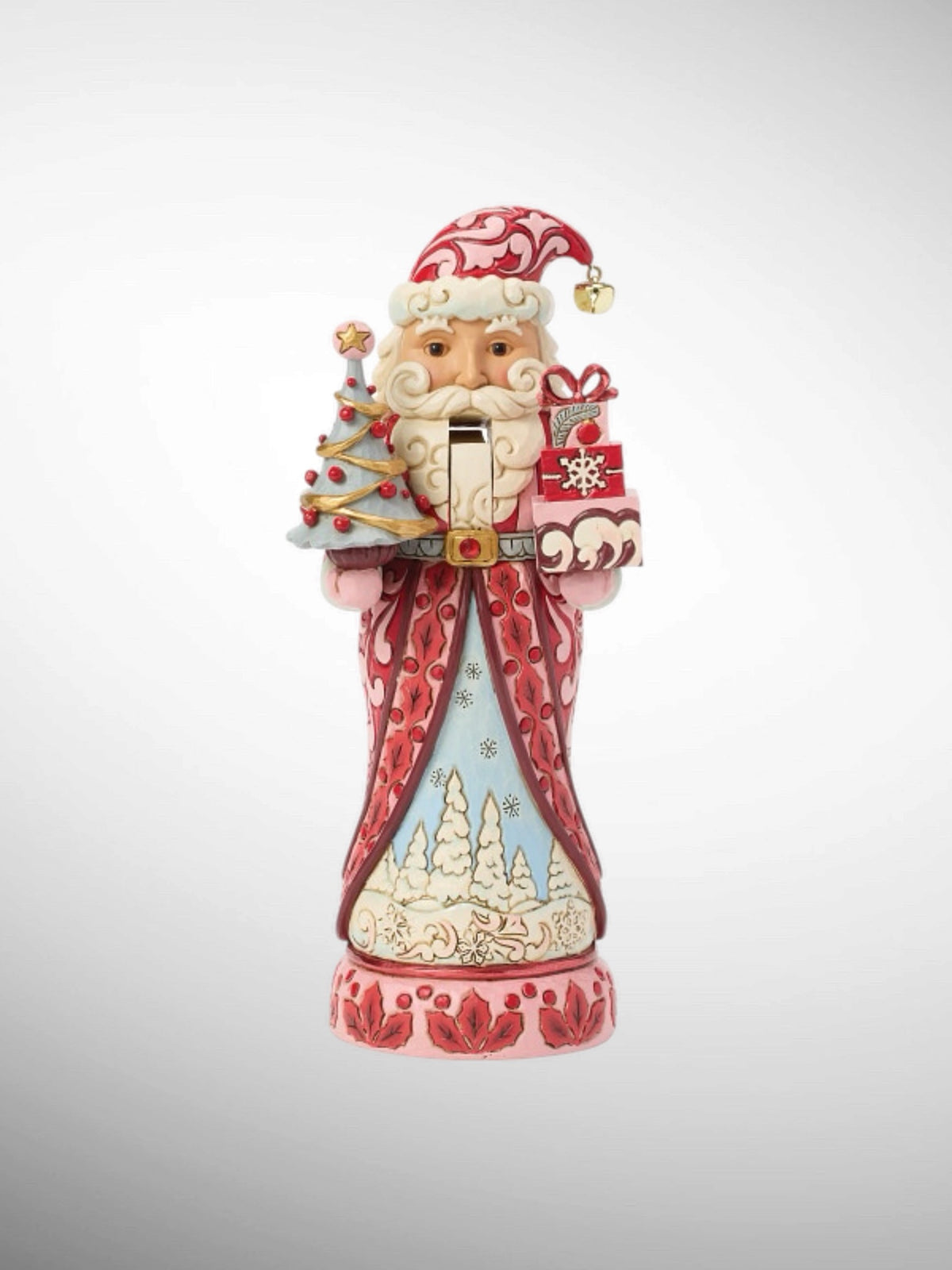Jim Shore Heartwood Creek Royal Traditions - Heart of the Holidays Nutcracker Santa Tree Red Pink Figurine