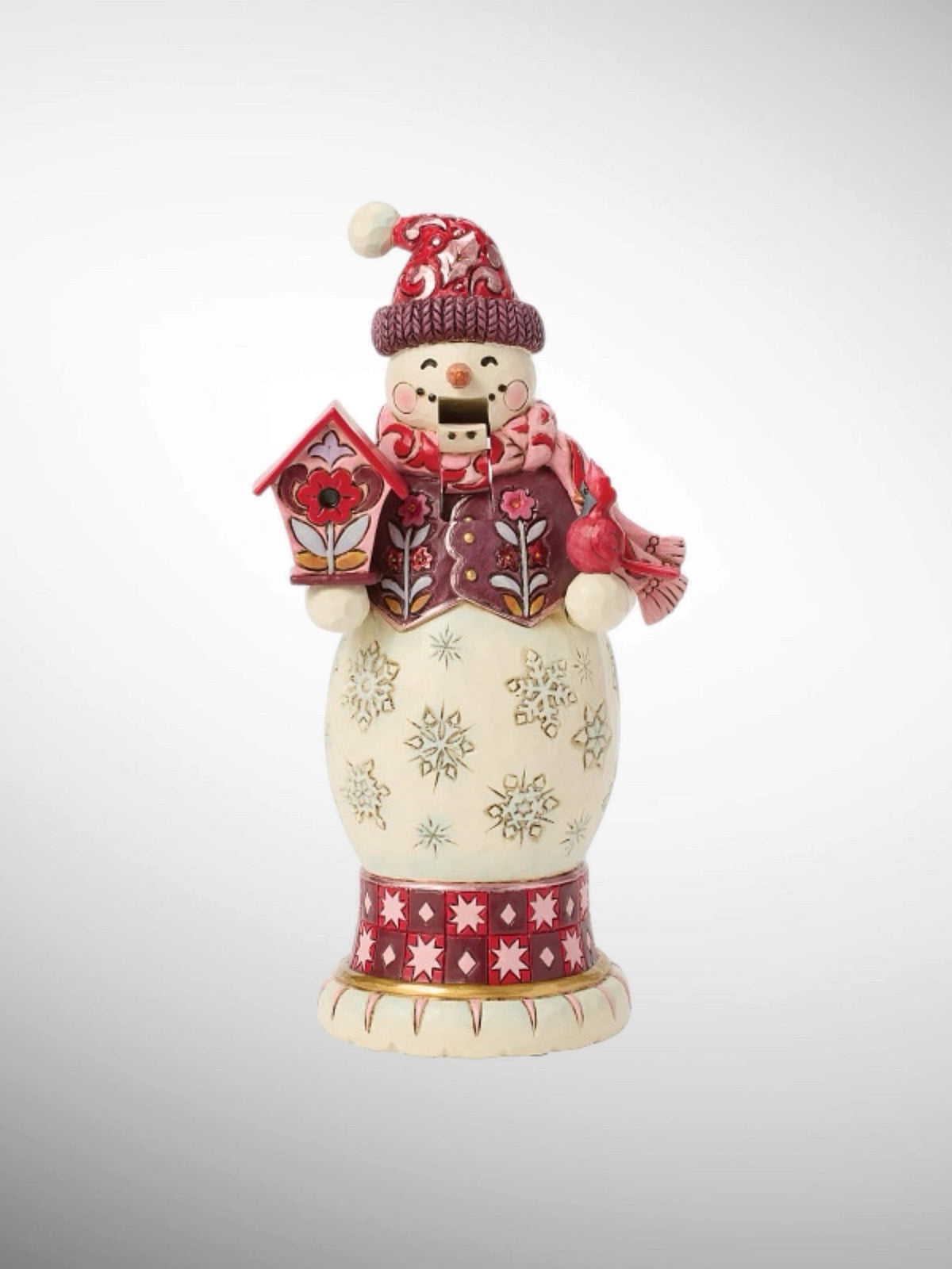 Jim Shore Heartwood Creek Royal Traditions - Holiday Harmony Snowman Nutcracker Red Pink Figurine