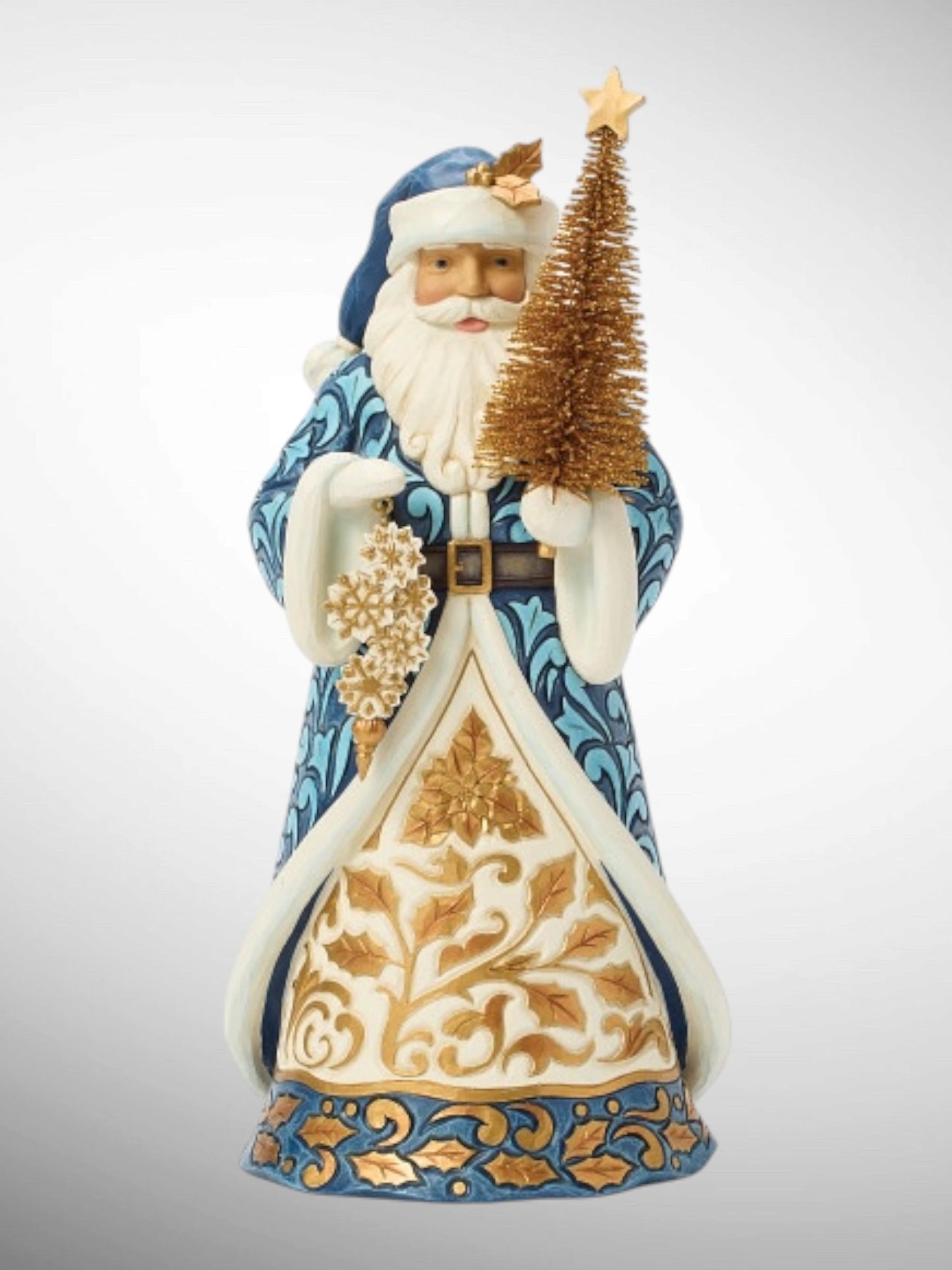 Jim Shore Heartwood Creek - Holiday Elegance Blue and Gold Santa Christmas Figurine - PREORDER