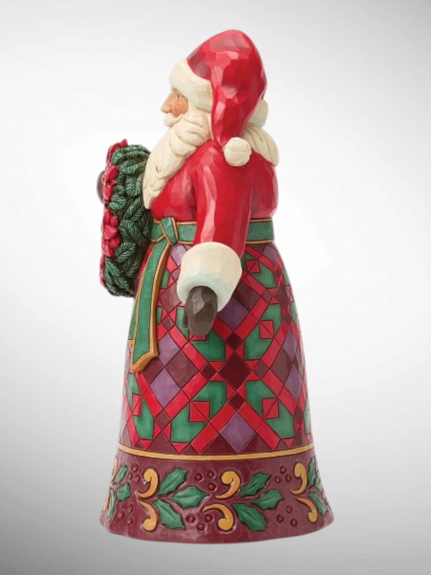 Jim Shore Heartwood Creek - Christmas Offering Santa with Wreath and Poinsettia Figurine - PREORDER