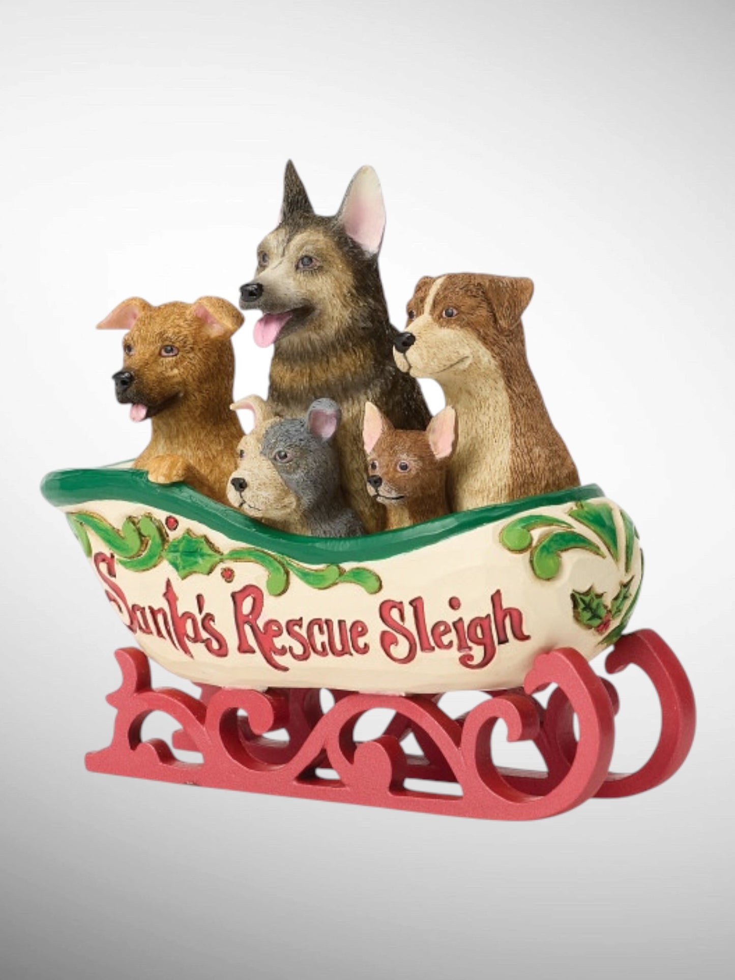Jim Shore Heartwood Creek - A Tail-Wagging Christmas Santa's Rescue Sleigh Figurine - PREORDER