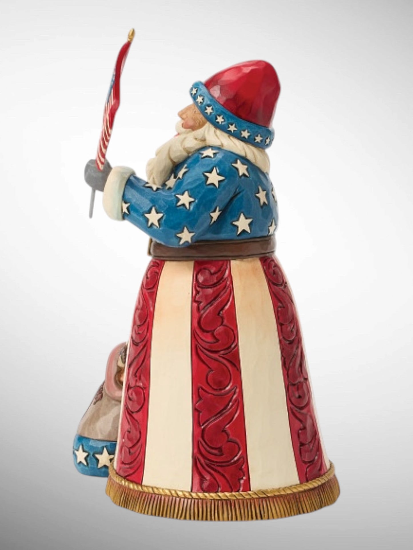 Jim Shore Heartwood Creek - American Traditions Patriotic Santa with Flag Christmas Figurine - PREORDER
