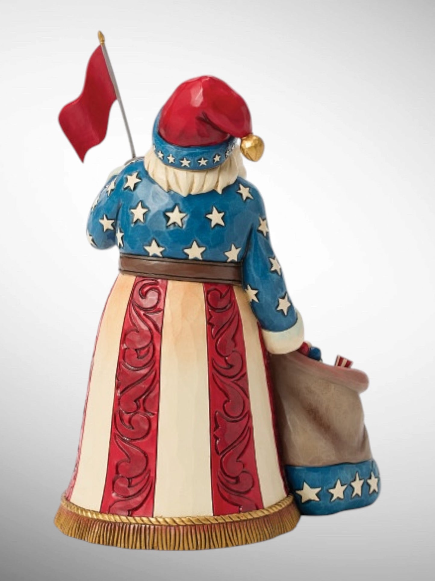 Jim Shore Heartwood Creek - American Traditions Patriotic Santa with Flag Christmas Figurine - PREORDER