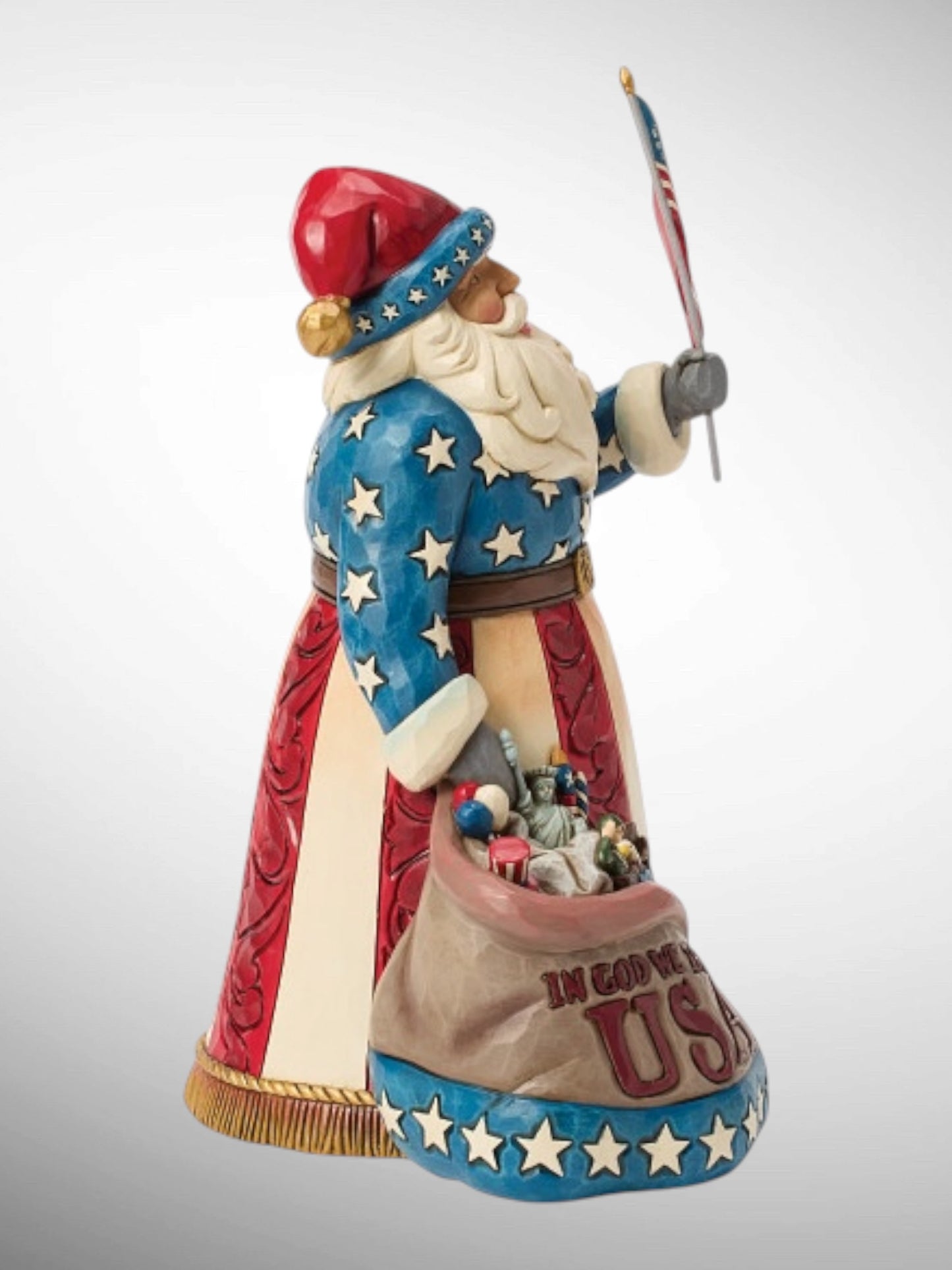 Jim Shore Heartwood Creek - American Traditions Patriotic Santa with Flag Christmas Figurine - PREORDER