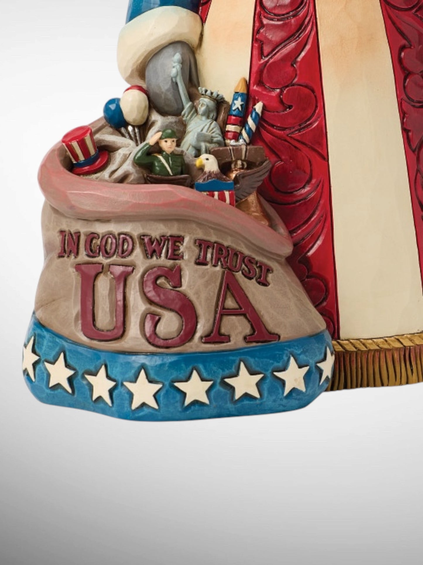 Jim Shore Heartwood Creek - American Traditions Patriotic Santa with Flag Christmas Figurine - PREORDER