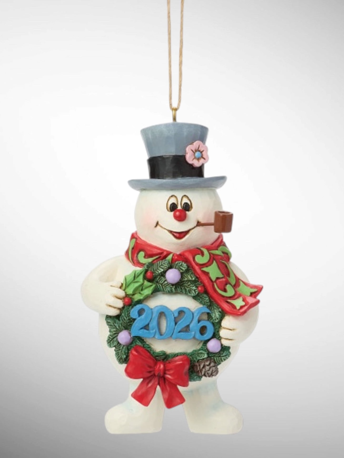 Jim Shore Frosty the Snowman - Frosty with Dated Wreath 2026 Hanging Ornament