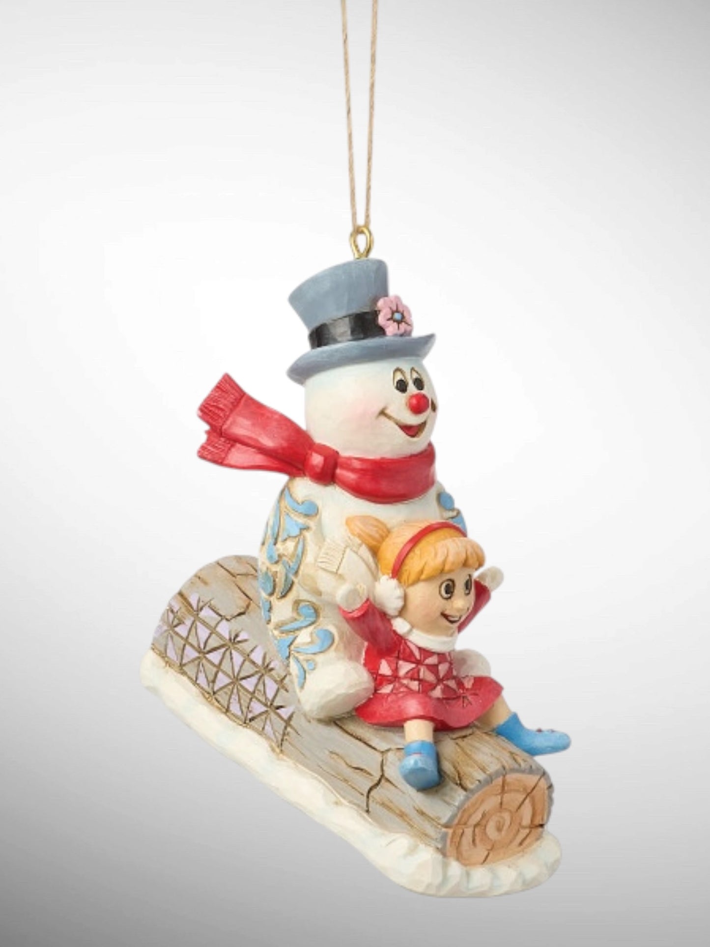 Jim Shore Frosty the Snowman - Frosty and Karen in Log Sled Hanging Ornament