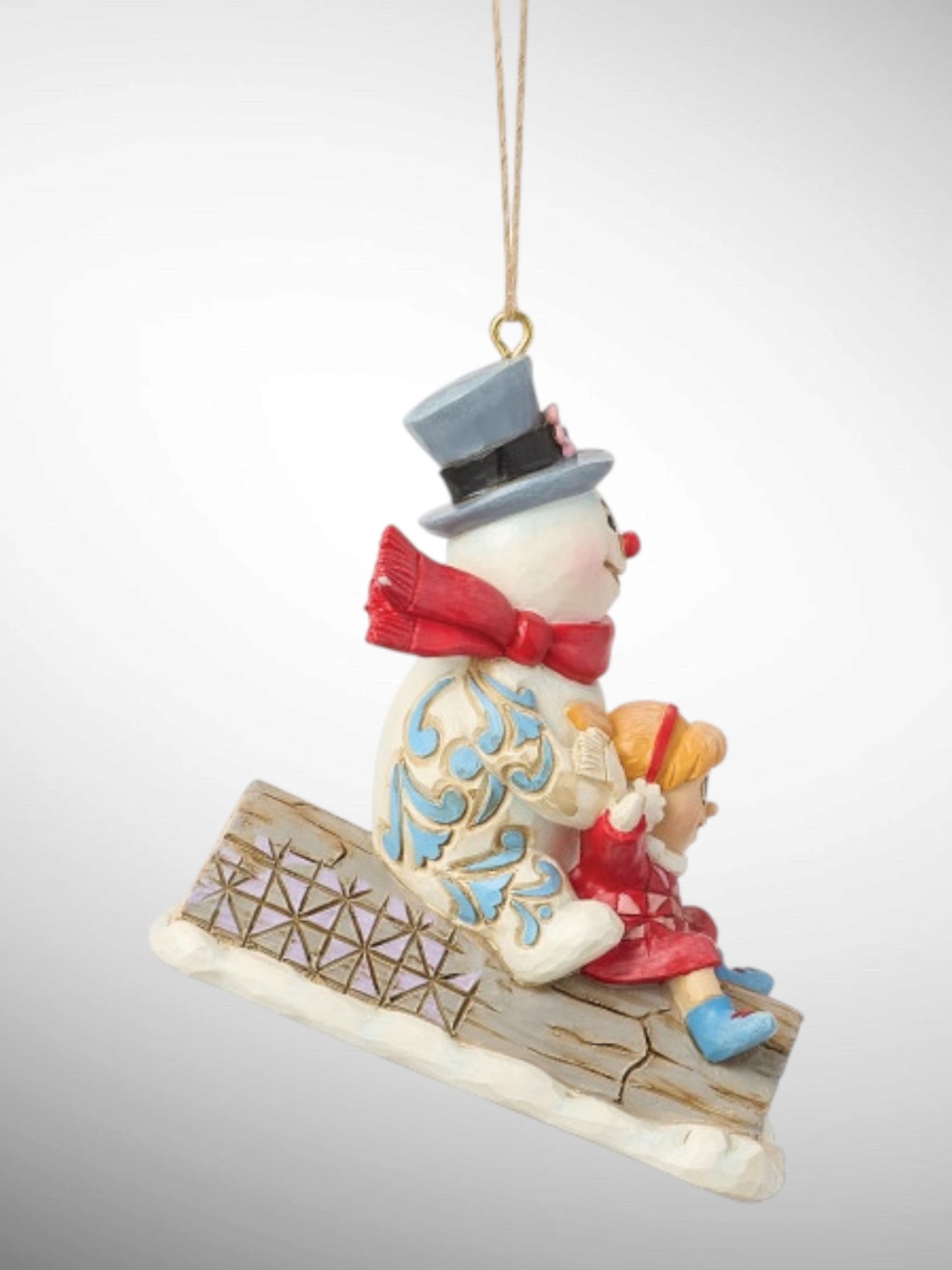 Jim Shore Frosty the Snowman - Frosty and Karen in Log Sled Hanging Ornament