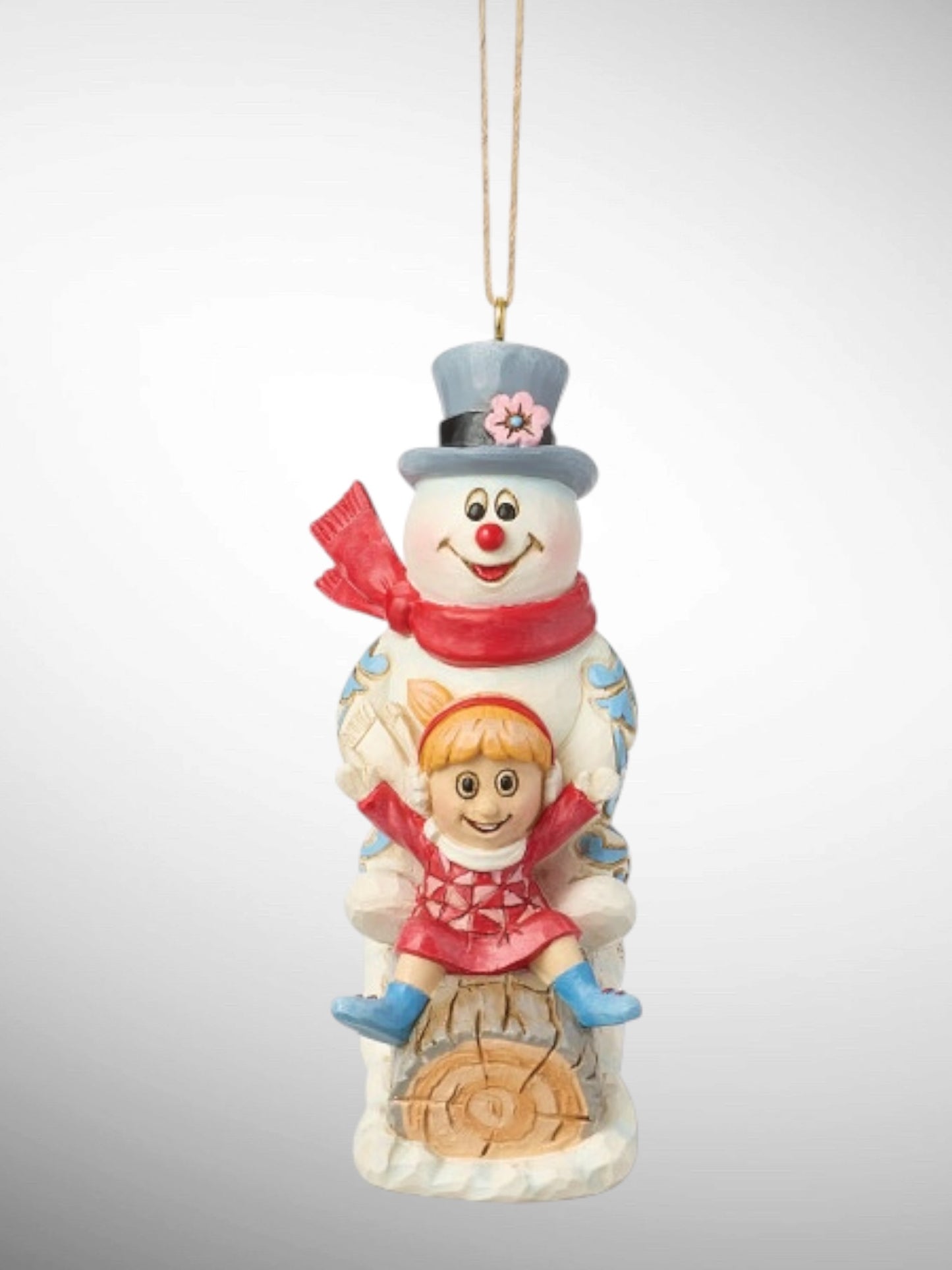 Jim Shore Frosty the Snowman - Frosty and Karen in Log Sled Hanging Ornament