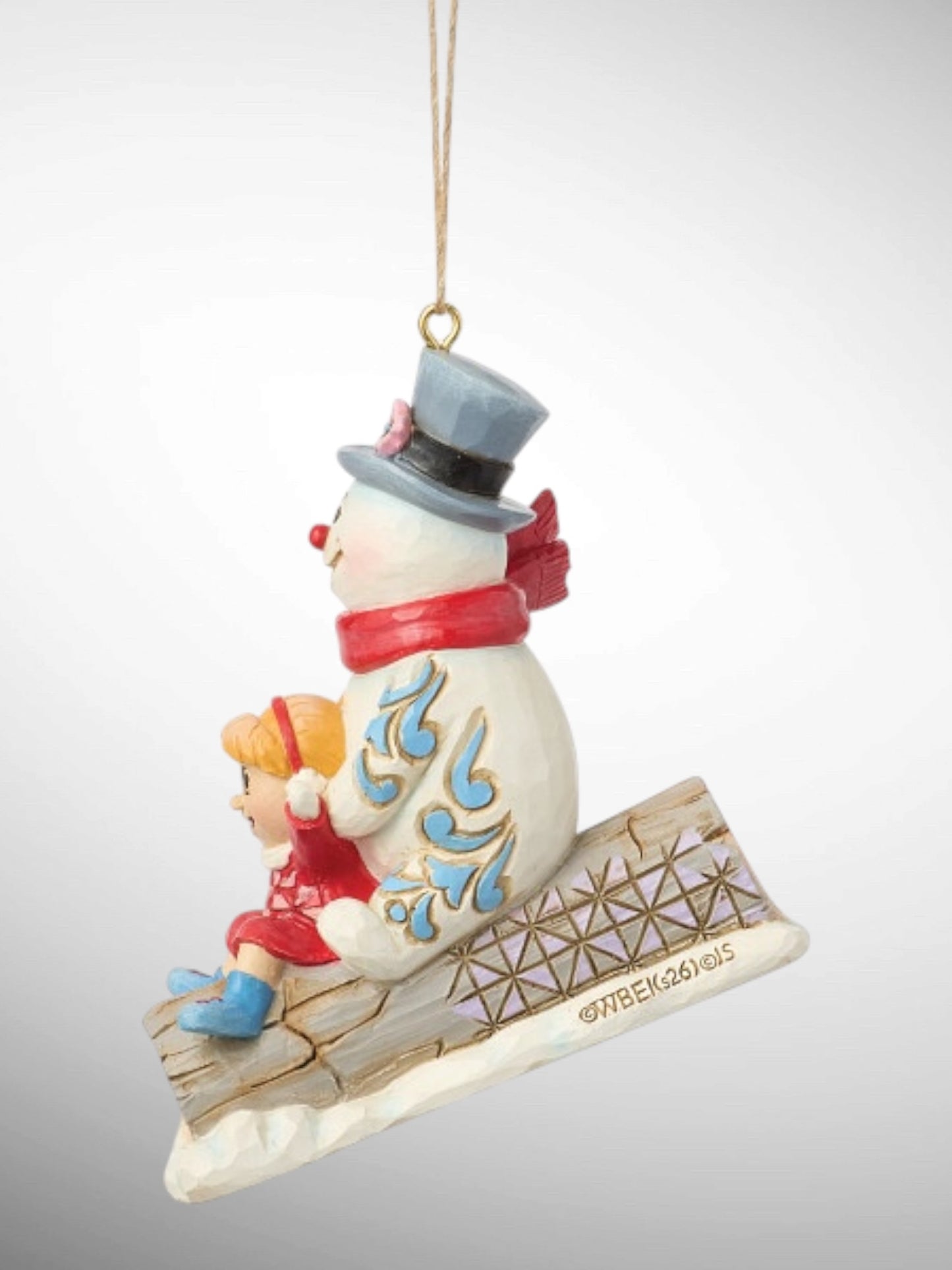 Jim Shore Frosty the Snowman - Frosty and Karen in Log Sled Hanging Ornament