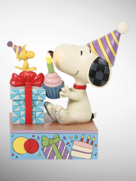 Jim Shore Peanuts - You Take the Cake Birthday Light Up Snoopy Woodstock Figurine - PREORDER