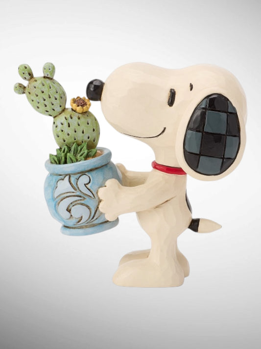Jim Shore Peanuts - Snoopy with Cactus Plant mini Figurine - PREORDER