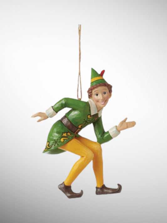 Jim Shore Elf - Buddy the Elf Crouching Hanging Ornament - PREORDER