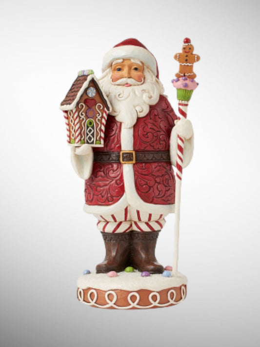 Jim Shore Gingerbread Christmas - Have a Sweet Christmas Santa Staff Figurine - PREORDER
