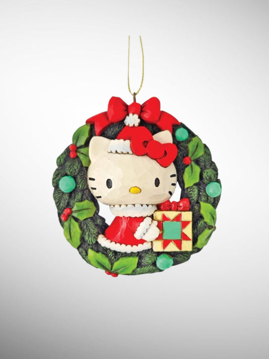 Jim Shore Sanrio Collection - Hello Kitty Wreath Hanging Ornament - PREORDER