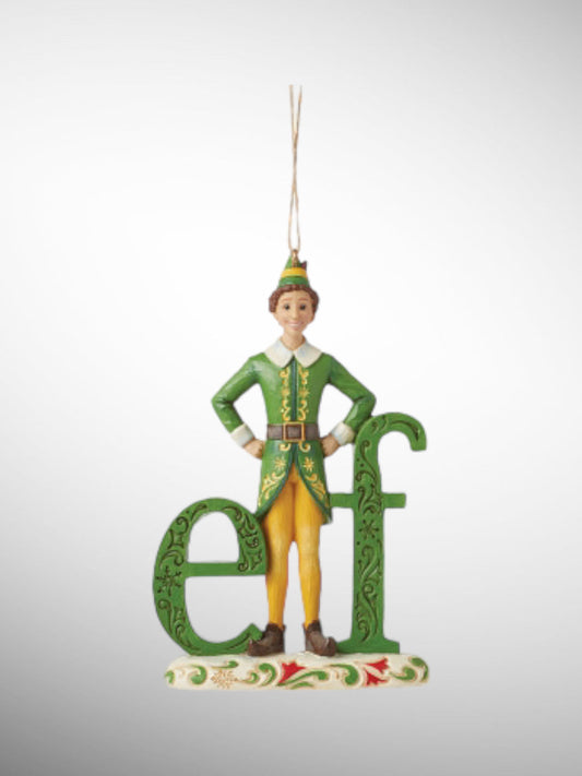 Jim Shore Elf - Buddy the Elf Word Hanging Ornament - PREORDER