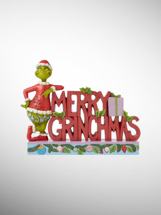 Jim Shore Dr. Seuss The Grinch - Merry Grinchmas Word Figurine - PREORDER
