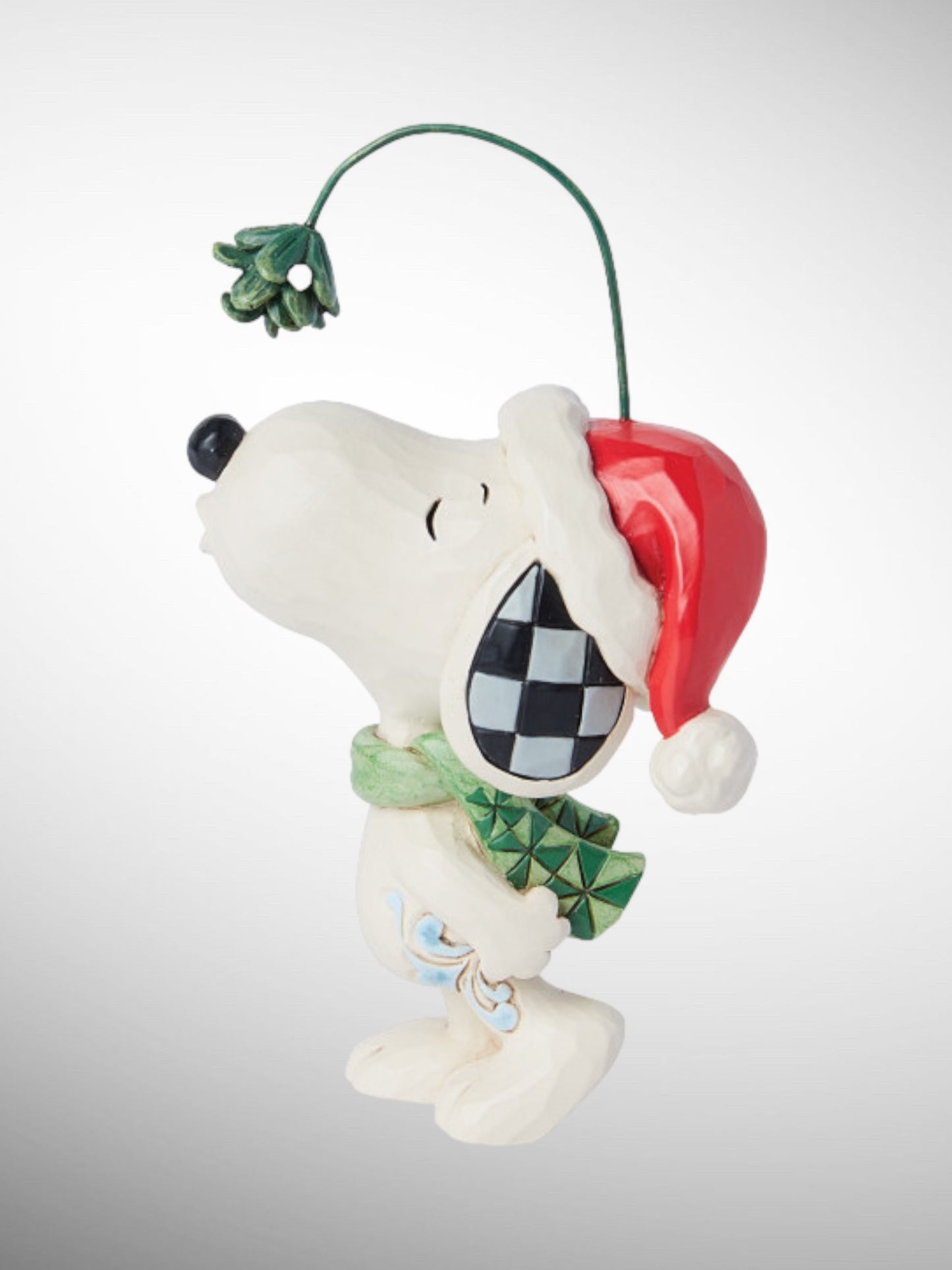 Jim Shore Peanuts - Snoopy Christmas Hat Mistletoe Mini Figurine - PREORDER