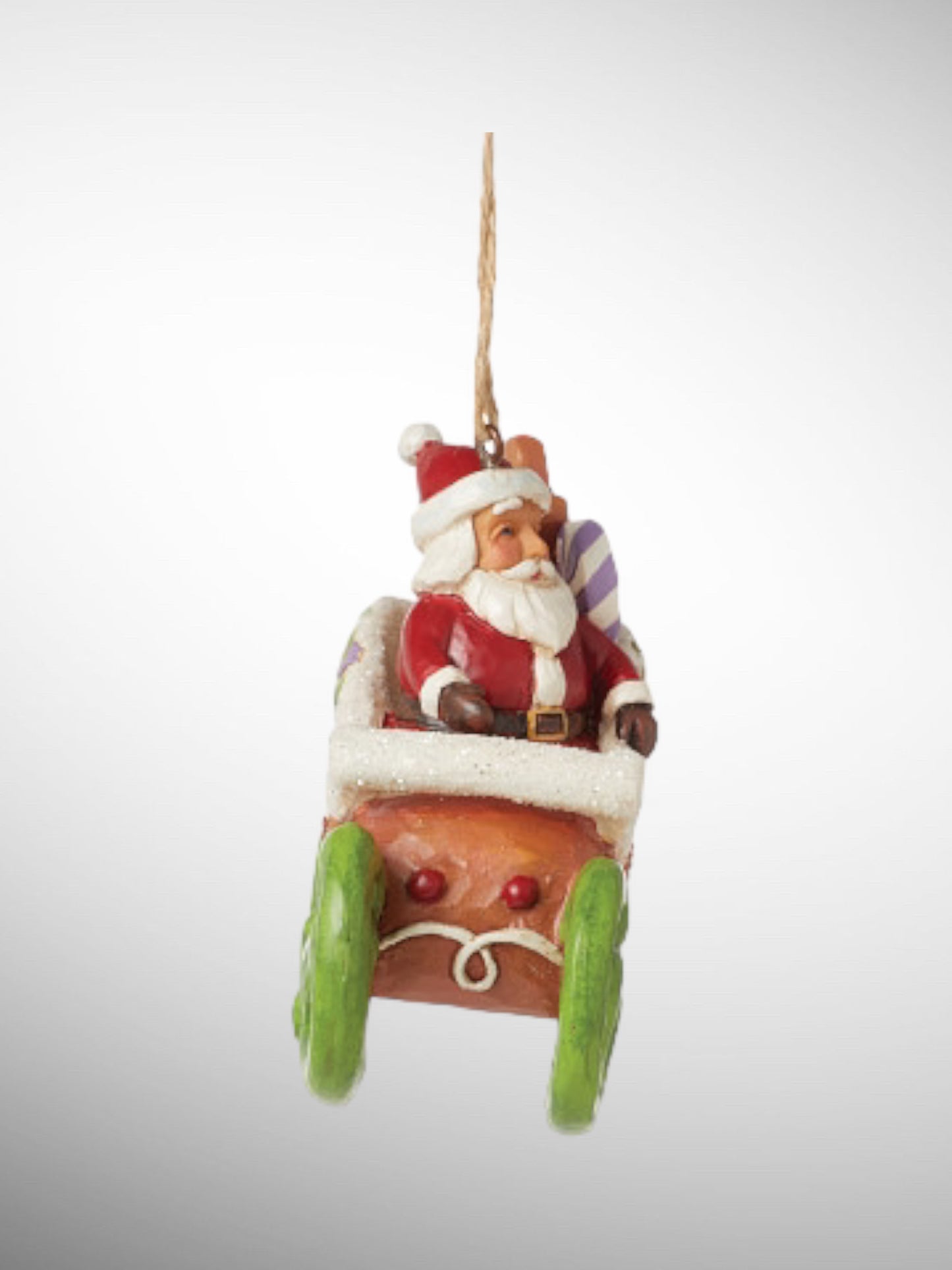 Jim Shore Gingerbread Christmas - Gingerbread Santa Sled Hanging Ornament - PREORDER