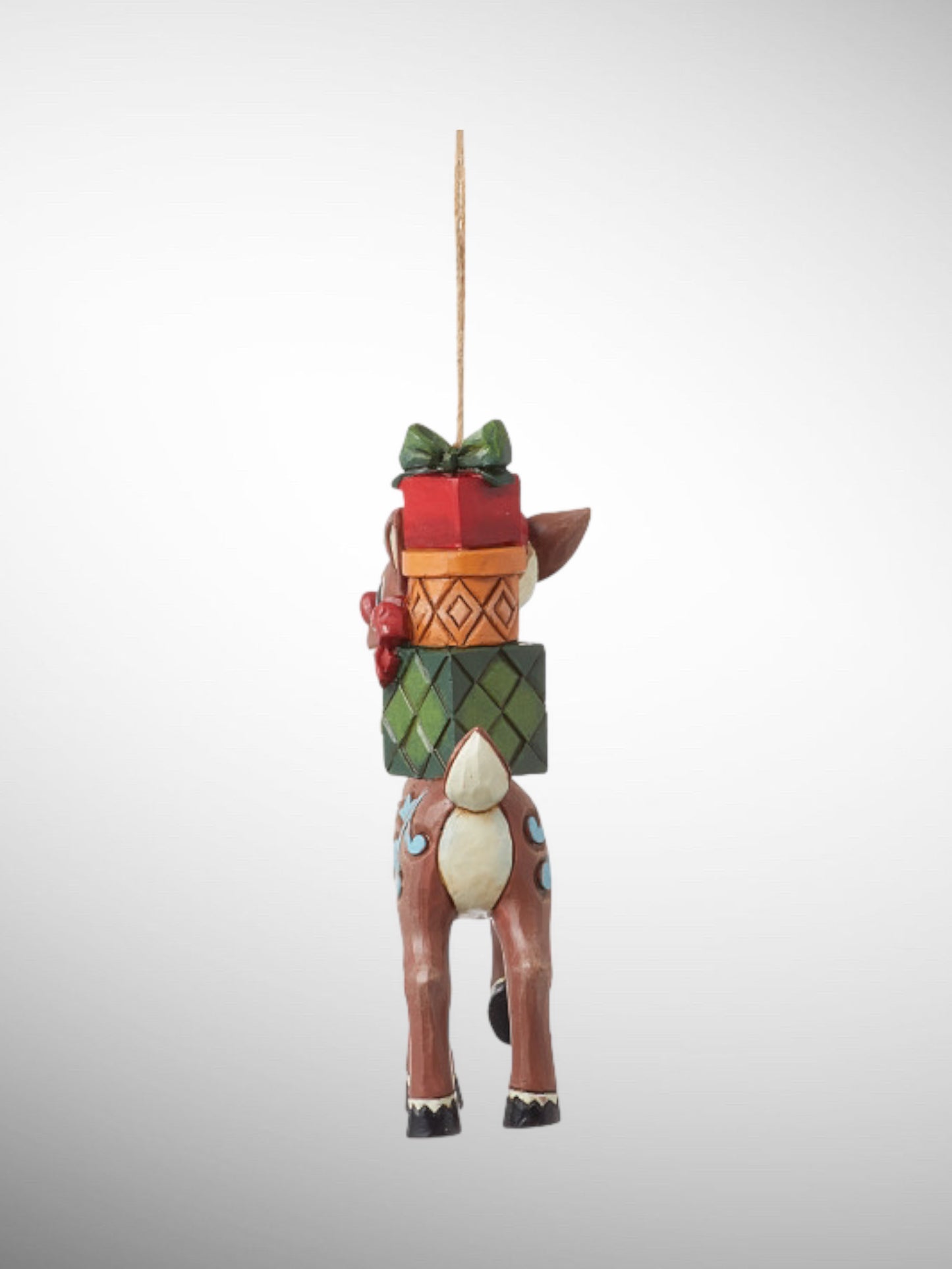 Jim Shore Rudolph Traditions - Rudolph with Stacked Presents Hanging Ornament