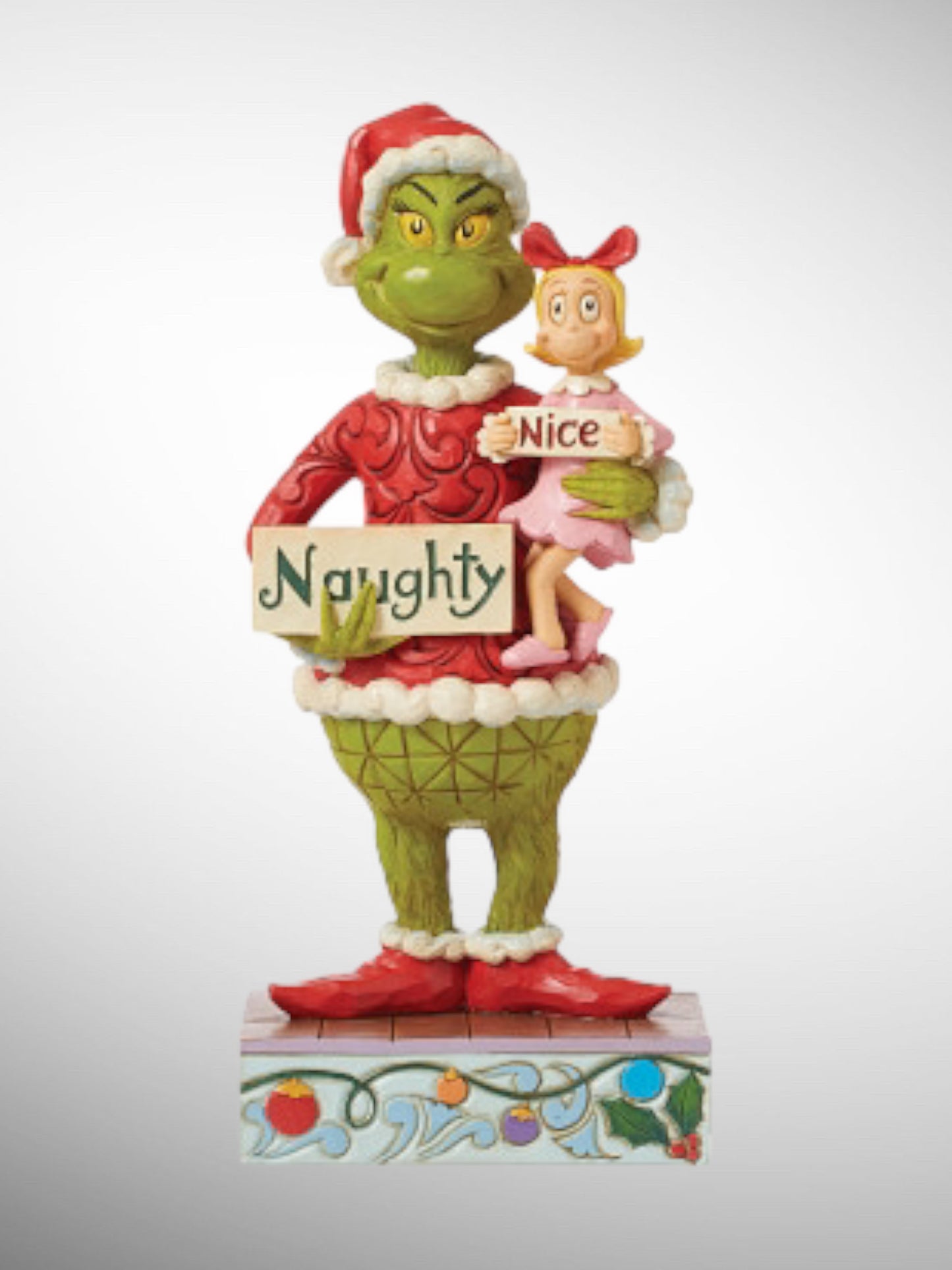 Jim Shore Dr. Seuss The Grinch - Grinch and Cindy Lou Holding Signs Figurine