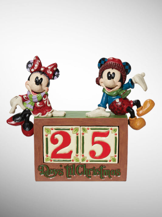 Jim Shore Disney Traditions - The Christmas Countdown Mickey and Minnie Calendar Figurine