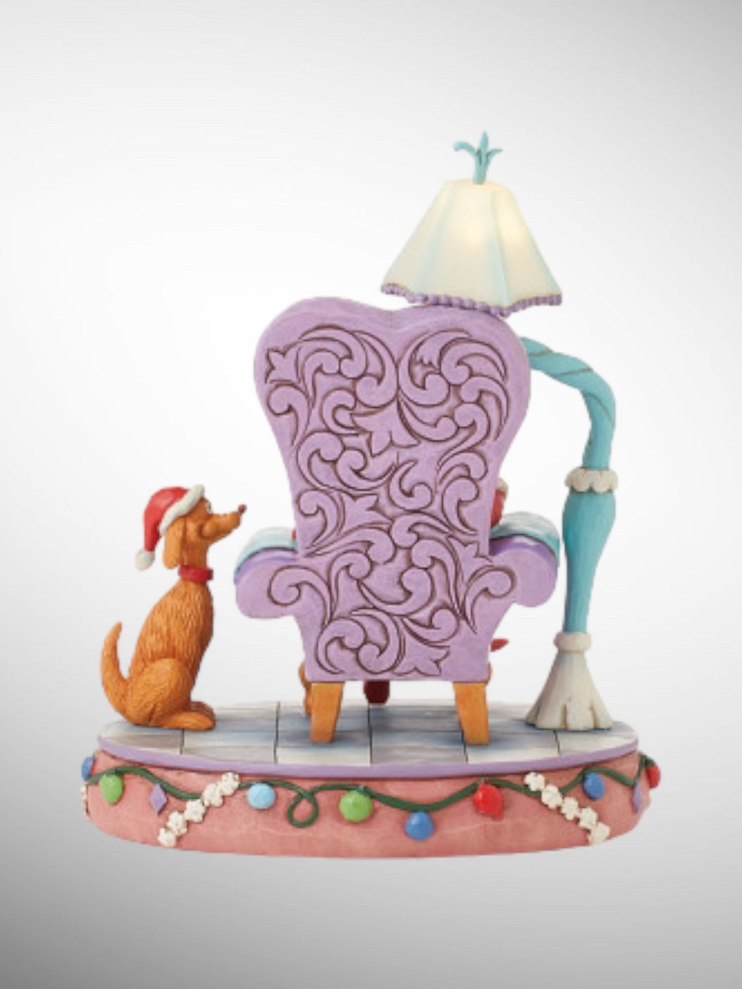 Jim Shore Dr. Seuss The Grinch - Grinch in Large Chair with Light-Up Lamp Figurine