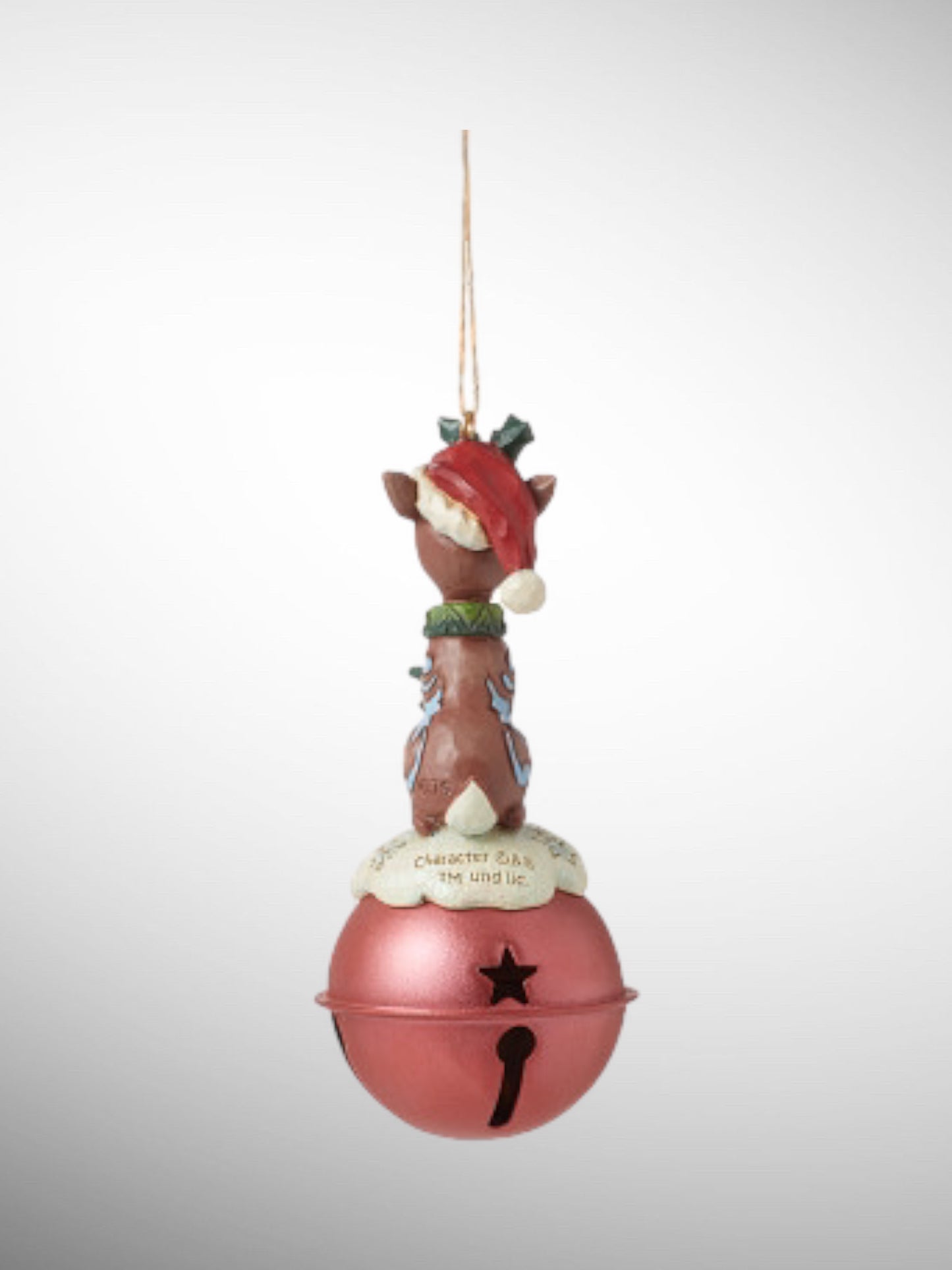 Jim Shore Rudolph Traditions - Rudolph Standing on Bell Hanging Ornament