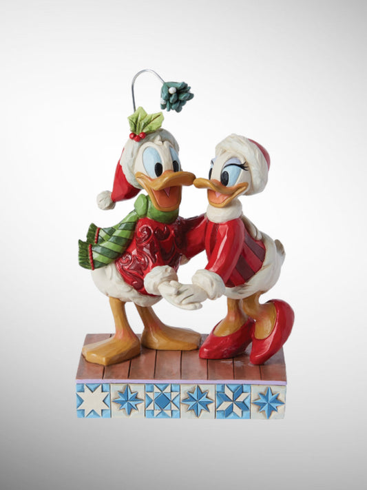 Jim Shore Disney Traditions - Merry Mistletoe Donald and Daisy Duck Christmas Figurine - PREORDER