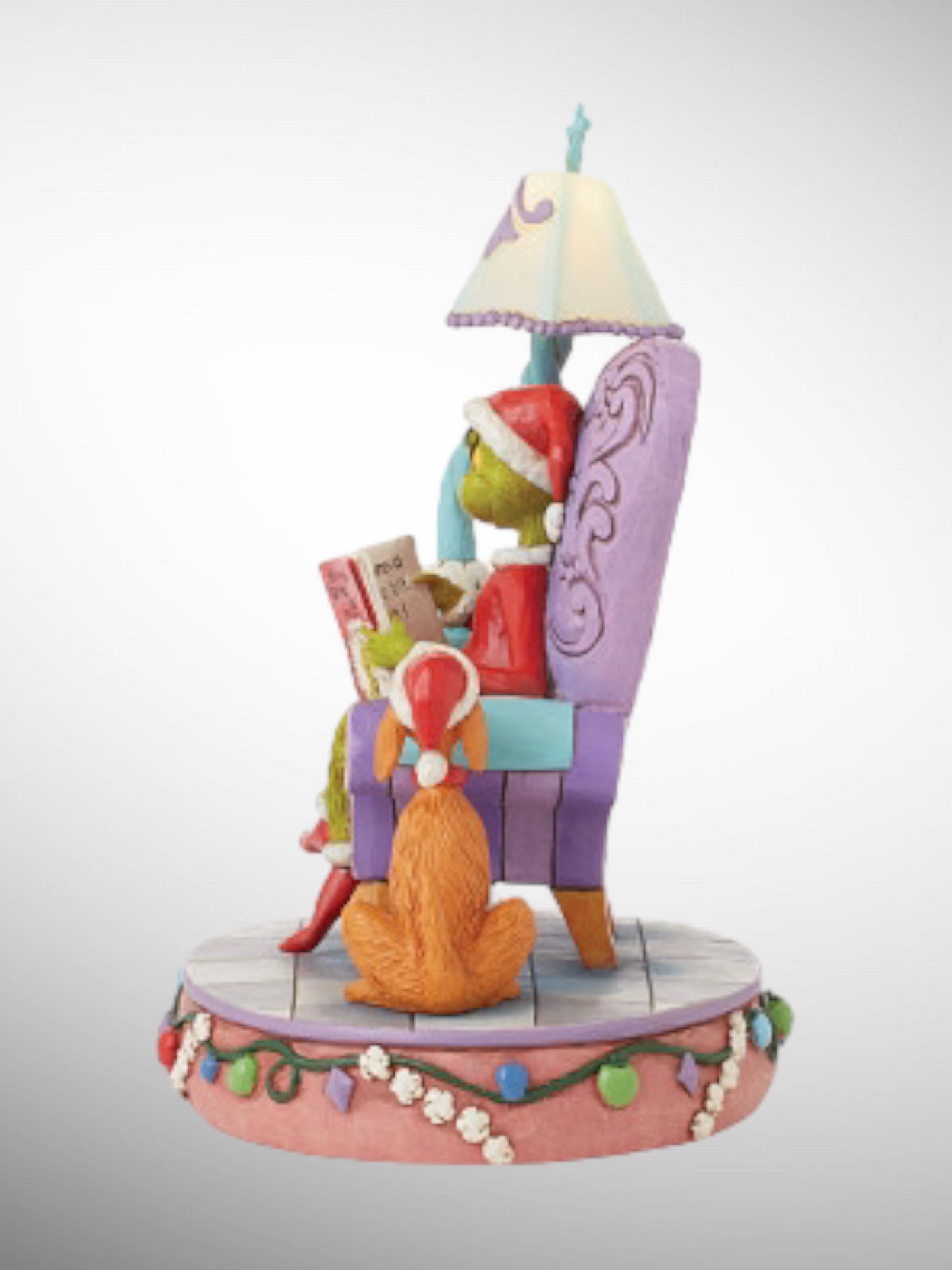 Jim Shore Dr. Seuss The Grinch - Grinch in Large Chair with Light-Up Lamp Figurine