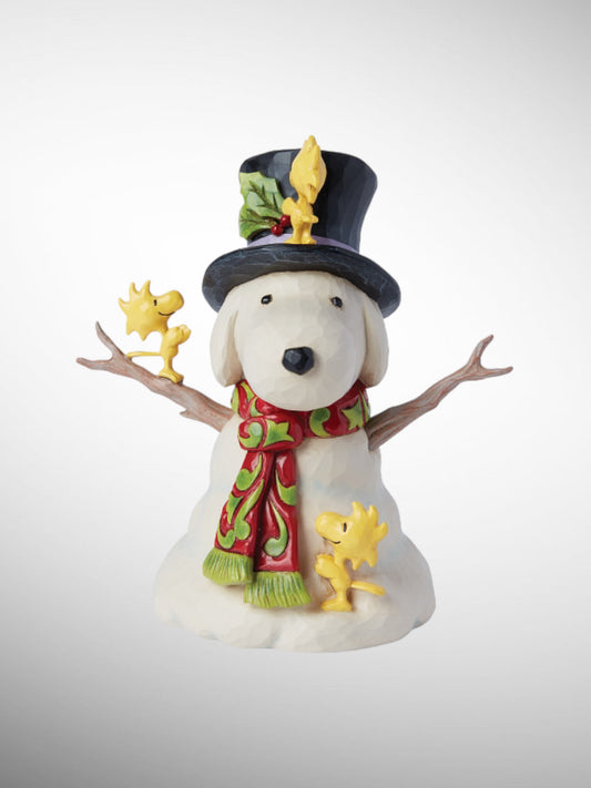 Jim Shore Peanuts - Snowman Snoopy with Woodstock Figurine - PREORDER