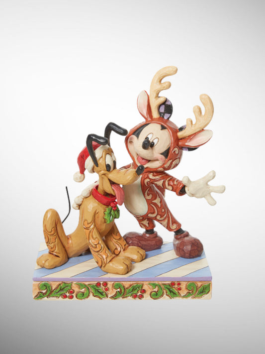 Jim Shore Disney Traditions - Festive Friends Mickey and Pluto Figurine