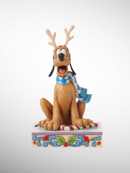 Jim Shore Disney Traditions - Dashing Rein-Dog Pluto Personality Pose Figurine - PREORDER