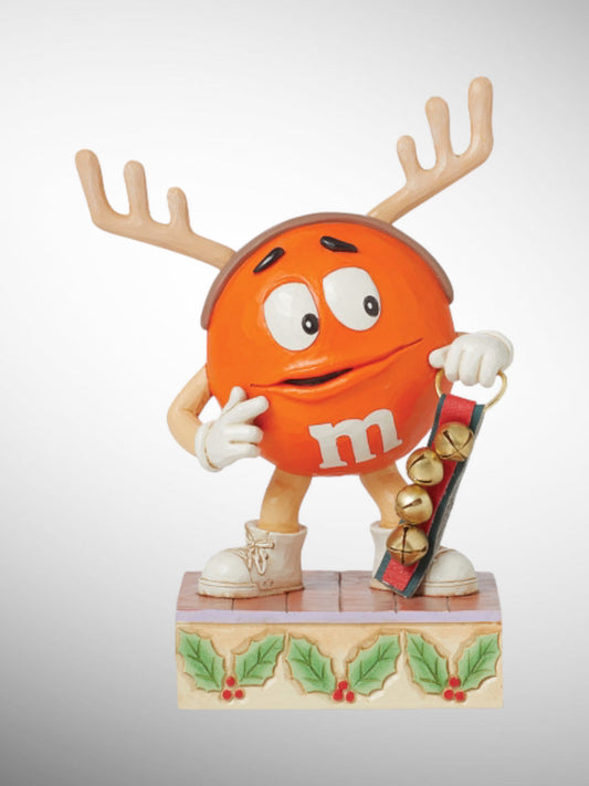 Jim Shore M&M's Collection - Jingle All The Way Orange Reindeer Figurine - PREORDER