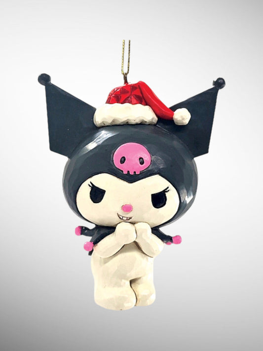 Jim Shore Sanrio Collection - Kuromi in Santa Hat Christmas Hello Kitty Hanging Ornament - PREORDER