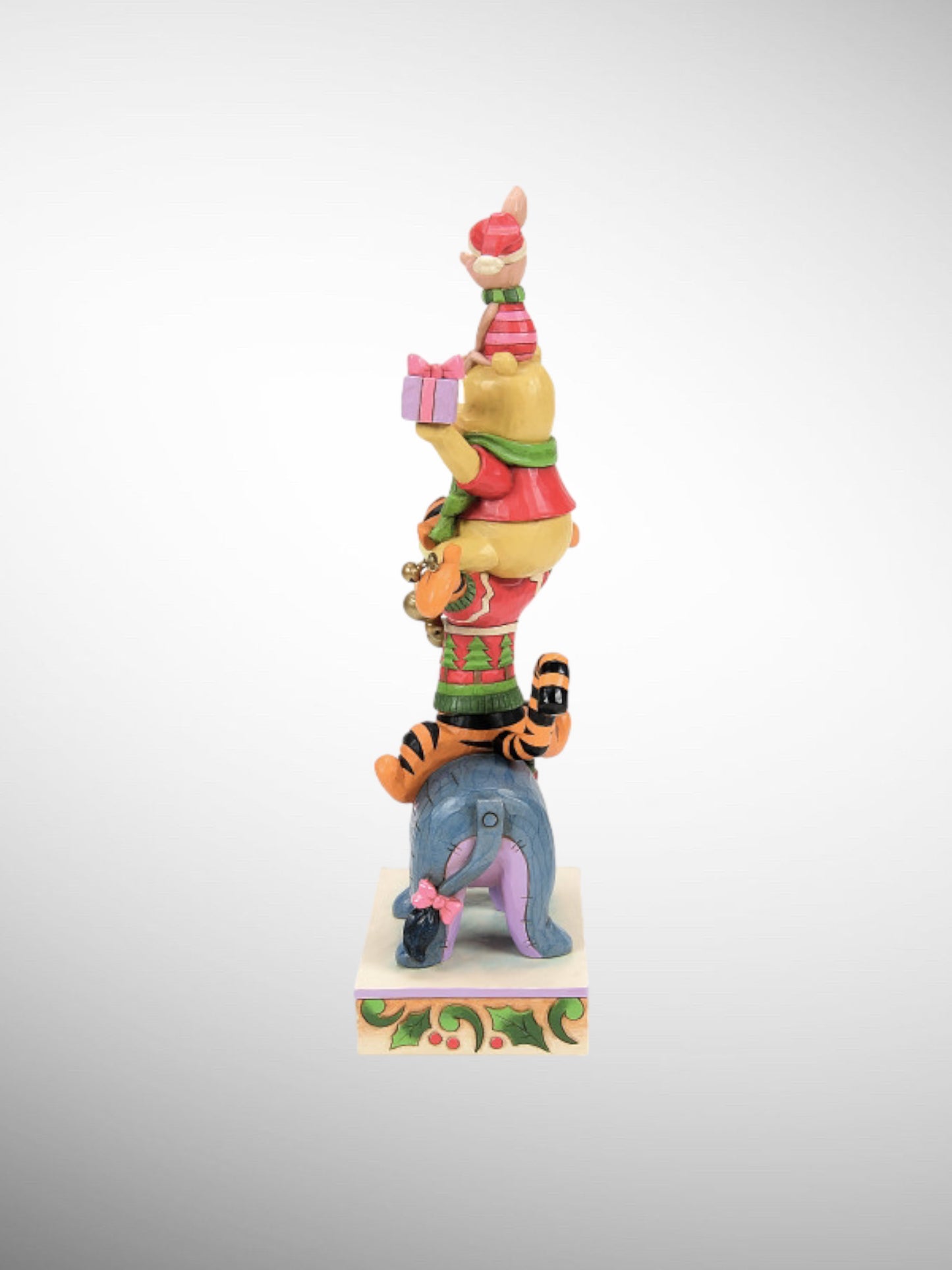 Jim Shore Disney Traditions - Friendship & Festivities Winnie the Pooh, Tigger, Eeyore, Piglet Stacked Christmas Figurine