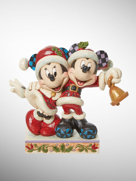 Jim Shore Disney Traditions - Jingle Bell Mickey and Minnie Santas Figurine