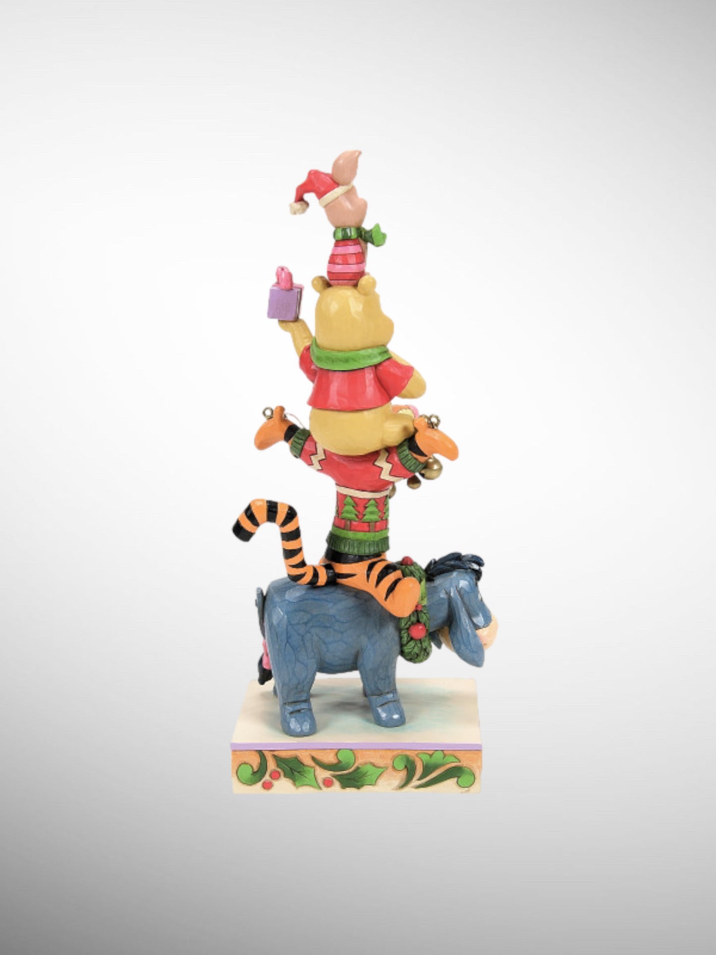 Jim Shore Disney Traditions - Friendship & Festivities Winnie the Pooh, Tigger, Eeyore, Piglet Stacked Christmas Figurine