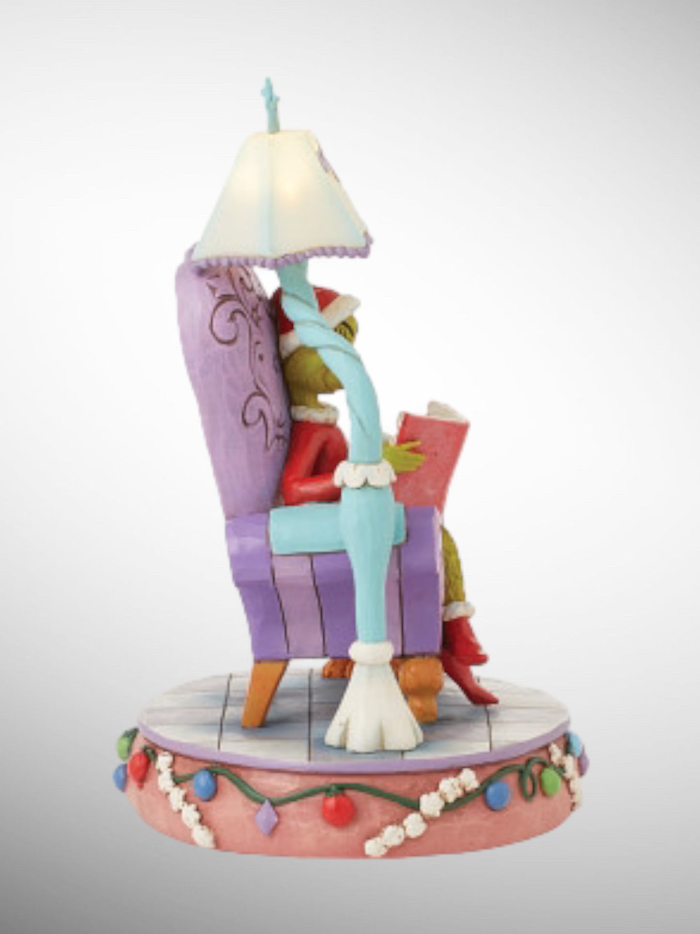 Jim Shore Dr. Seuss The Grinch - Grinch in Large Chair with Light-Up Lamp Figurine