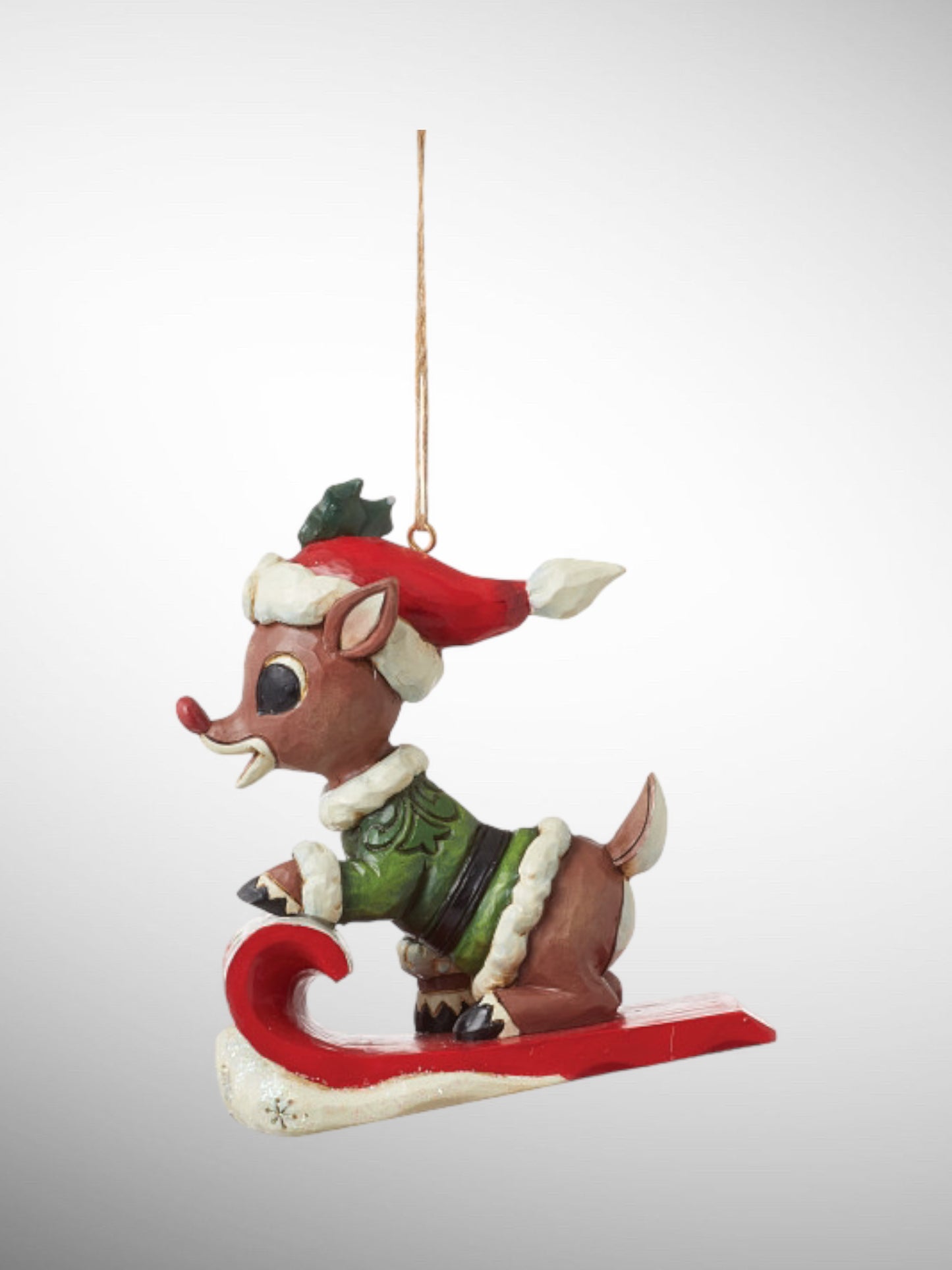 Jim Shore Rudolph Traditions - Dated 2024 Rudolph in Sled Hanging Ornament