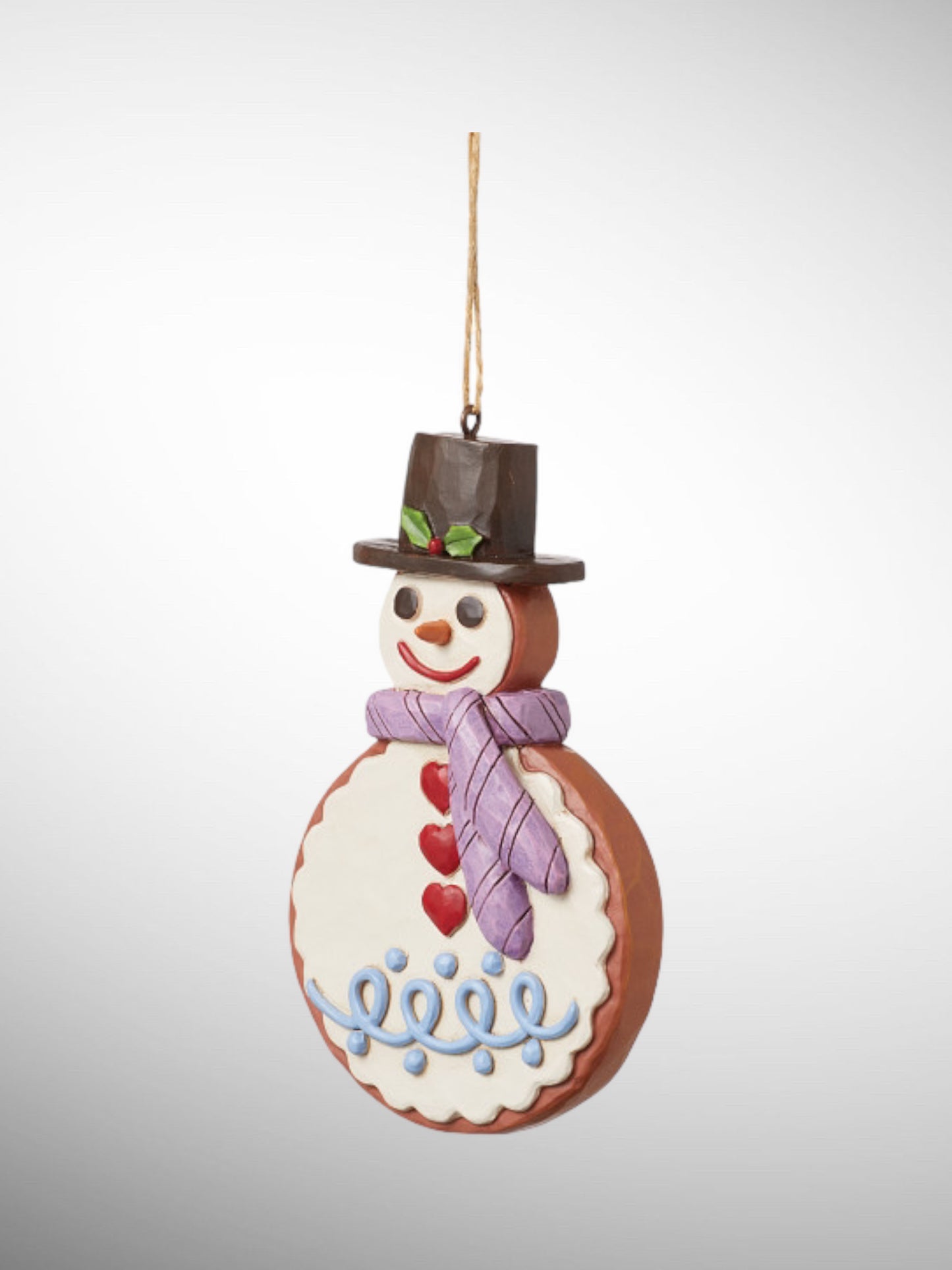 Jim Shore Gingerbread Christmas - Gingerbread Snowman Hanging Ornament - PREORDER