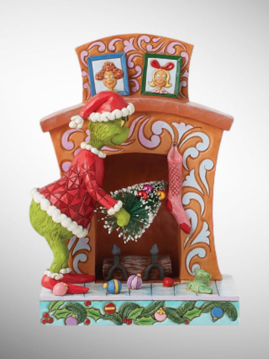 Jim Shore Dr. Seuss The Grinch - Grinch Pushing Tree Up Chimney Figurine - PREORDER