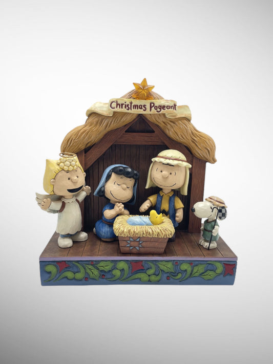 Jim Shore Peanuts - Christmas Pageant Nativity Charlie Brown Lucy Sally Snoopy Woodstock Figurine