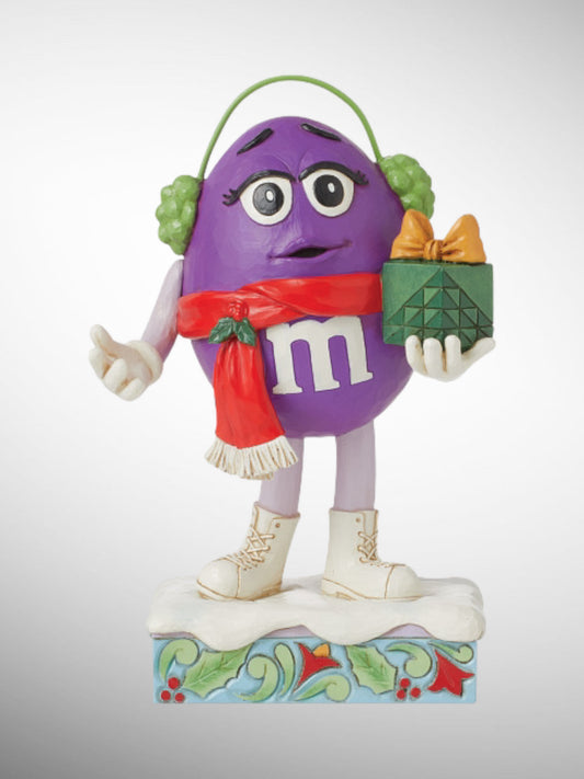 Jim Shore M&M's Collection - Sweet Surprise Purple Gift Figurine - PREORDER