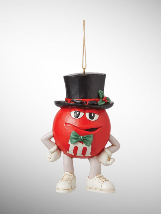 Jim Shore M&M's Collection - Red Top Hat Hanging Ornament - PREORDER
