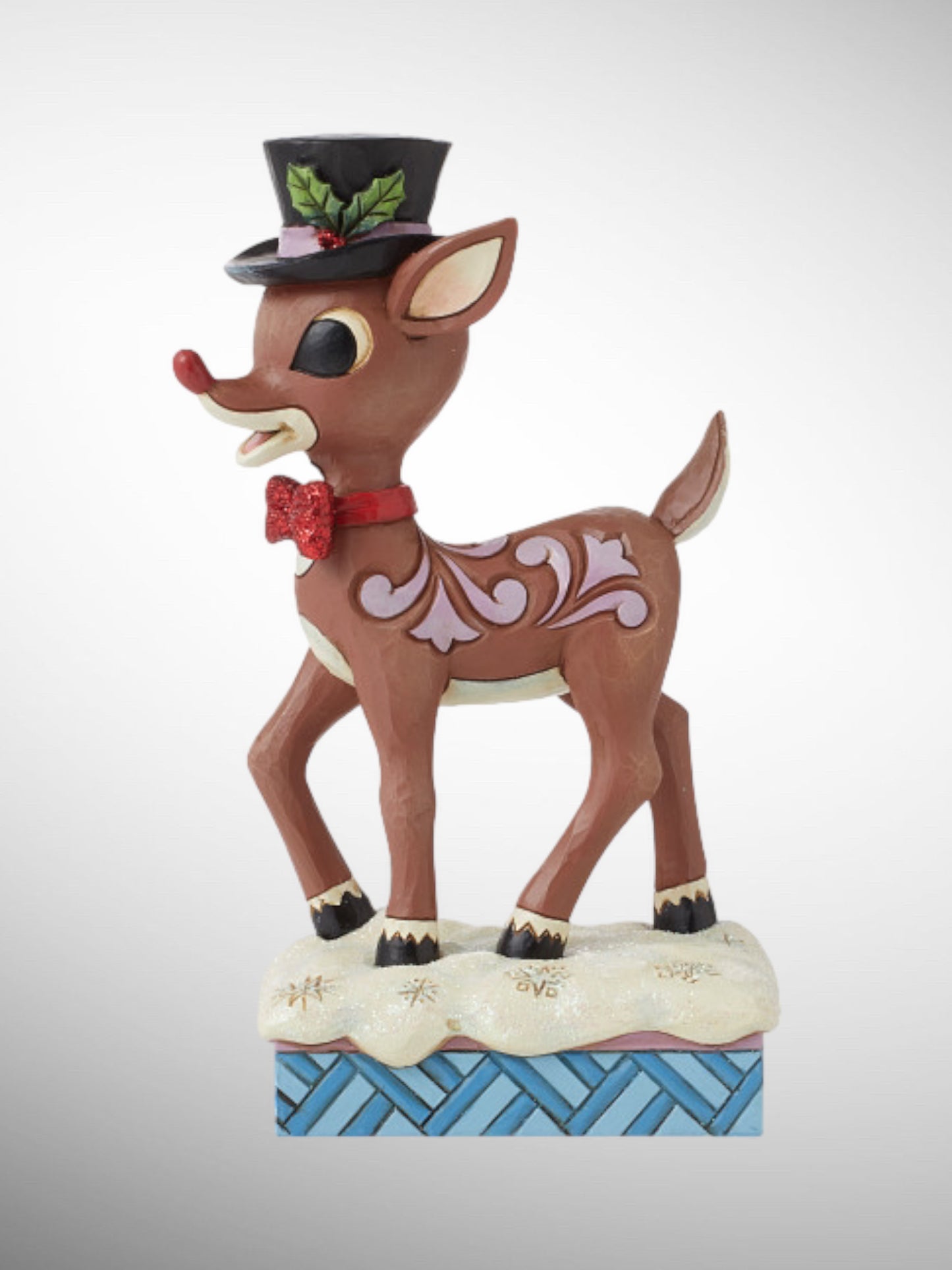 Jim Shore Rudolph Traditions - Rudolph Wearing Top Hat and Bowtie Figurine