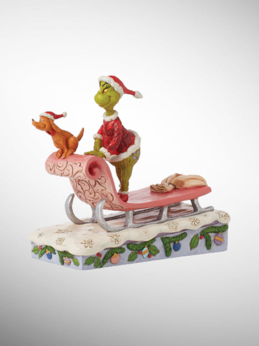 Jim Shore Dr. Seuss The Grinch - Grinch and Max on Sled Figurine - PREORDER